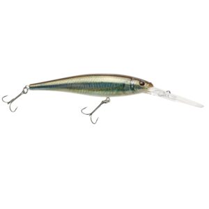berkley flicker minnow fishing lure, hd emerald shiner, 1/3 oz, 3 1/2in | 9cm crankbaits, realistic minnow profile, sharp dive curve gets to fish quickly, equipped with fusion19 hook