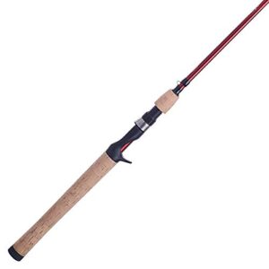 berkley 7’ cherrywood hd casting rod, one piece spinning rod, 10-20lb line rating, medium heavy rod power, fast action, 1/4-1 oz. lure rating, red