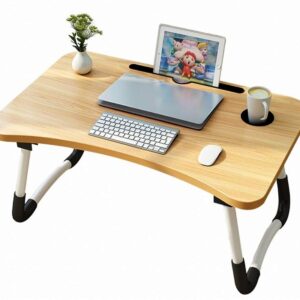 Laptop Desk Foldable Laptop Table Portable Laptop Bed Tray Table Notebook Stand Reading Holder with The Cup Slot for Eating Breakfast,Reading,Watching Movie on Bed/Couch (Burlywood)