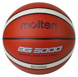 molten bg3000 basketball, indoor/outdoor, synthetic leather, size 6, orange/ivory, suitable for boys age 12, 13, 14 and girls age 14 & adult