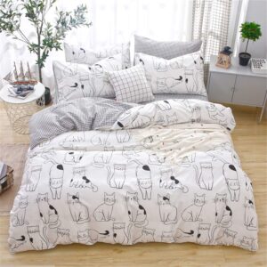 LAYENJOY Leopard Duvet Cover Set Queen 100% Cotton Black Grey Cheetah Print on White Bedding 1 Safari Comforter Cover Full with Zipper Ties 2 Pillowcases for Kids Teens Boys Girls Women