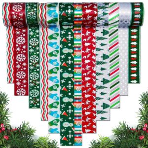 christmas washi tape - 12 rolls holiday washi tapes 3 sizes red green christmas duct tape silver foil masking tape assortment xmas tape for christmas scrapbook journal diy craft gift wrapping