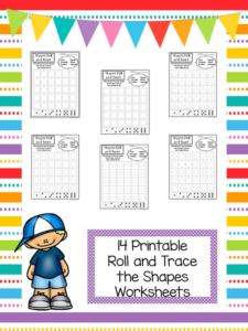 14 printable roll and trace the shapes worksheets