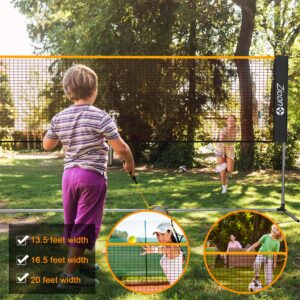 Zicon Portable Tennis Net,Stainless Steel Poles Badminton Net Set Adjustable Height Nylon Net with Carry Bag, for Kids Volleyball, Pickleball,Soccer, Indoor, Outdoor Court, Backyard, Beach, Driveway