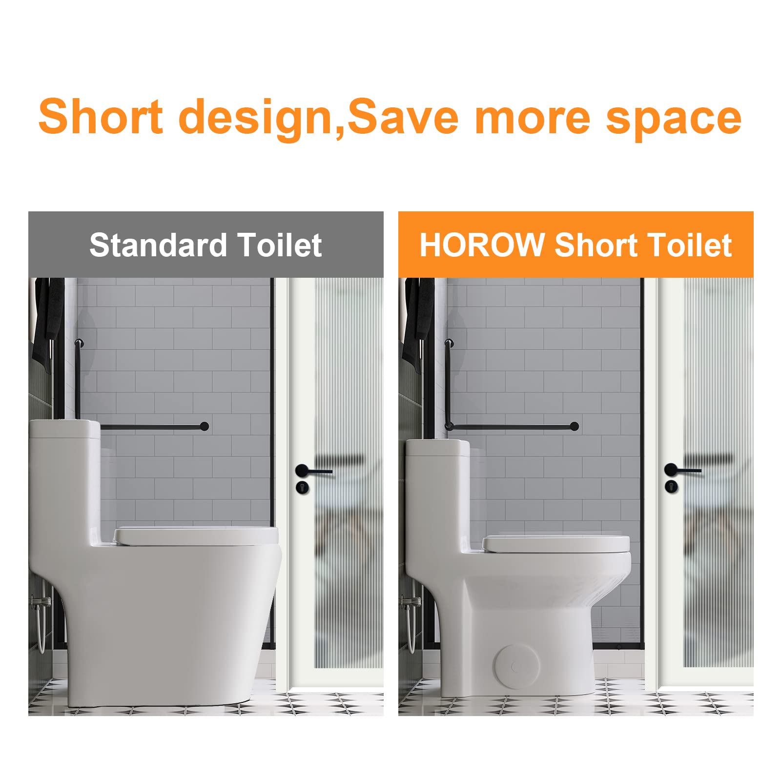 HOROW HT1000 Dual Flush One Piece Toilet, Modern Small Toilet with Soft Closing Seat, Quick Release & 12'' Rough-in, Compact & Round for Small Bathroom, Standard White Finish Toilet Bowl