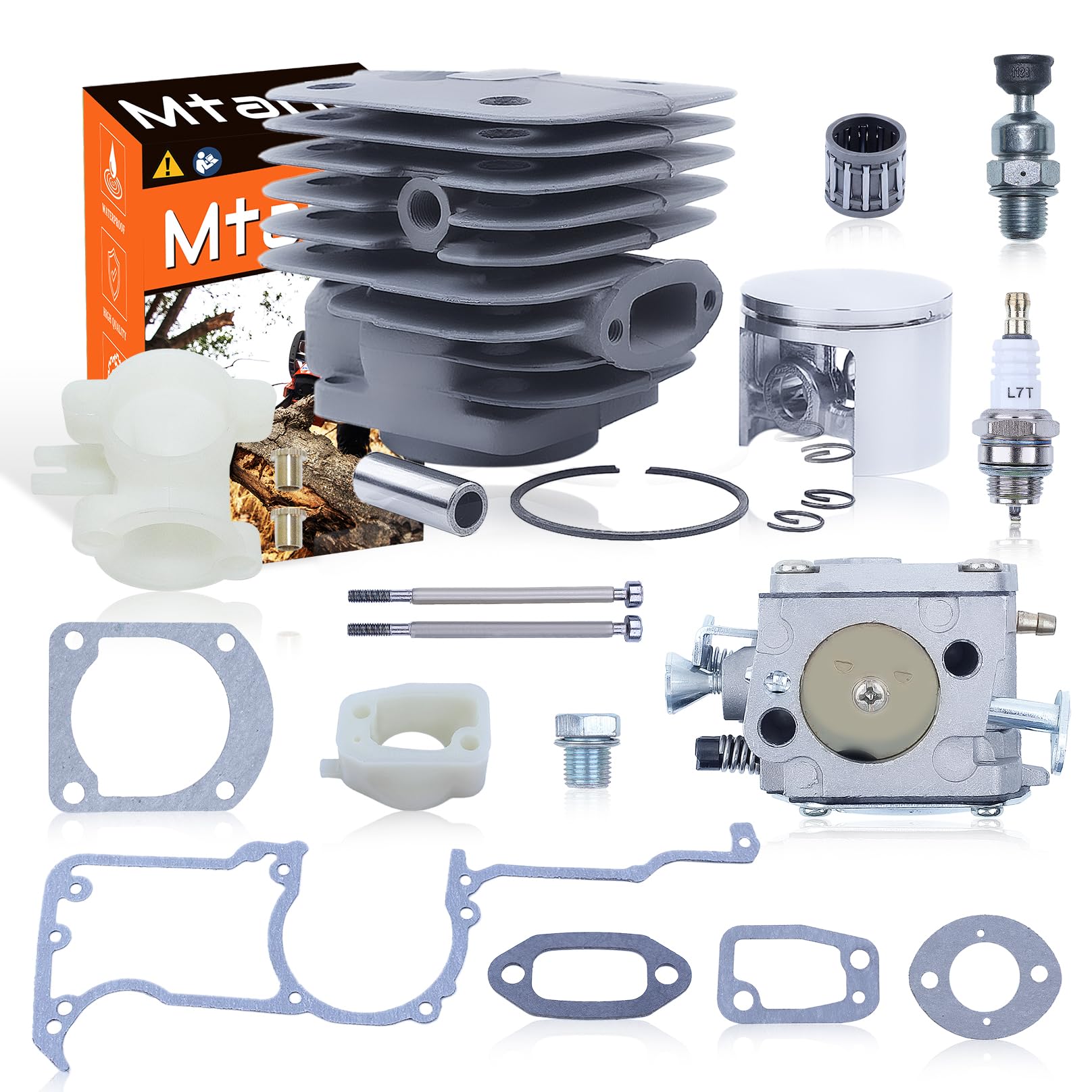 Mtanlo 52mm Big Bore Cylinder Piston Carburetor Overhaul Kit For Husqvarna 266XP 266 266SE XP SE 61 Parts Chainsaw Intake Spacer Manifold Adaptor Gasket Set With Decompression Valve