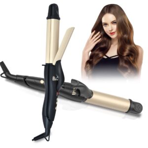 1.25 Inch Hair Straightener and Curler 2 in 1 Curling Iron & Flat Iron Tourmailine Ceramic, 275℉-425℉ Temperature Adjust, Dual Voltage Travel Use