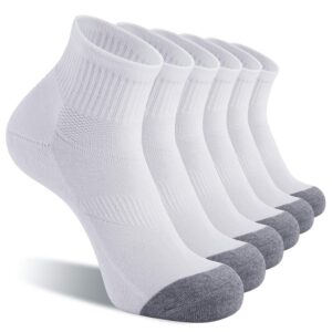 cs celersport 6 pack men's ankle socks with cushion athletic running socks, white, shoe size: 9-12