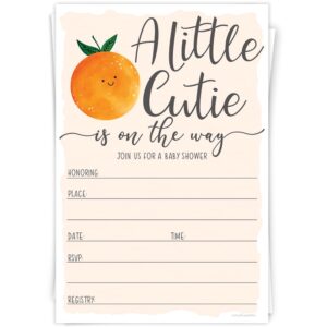 little cutie baby shower invitations (20 count) with envelopes - gender neutral or girl baby shower