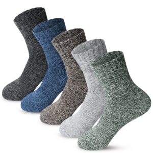 fyc winter womens socks wool warm thick knit cozy crew casual vintage soft socks for women christmas gifts socks 5 pairs