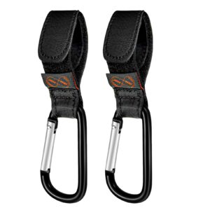 stroller hook adjustable multi purpose 2 pack hook clips hanger for diaper bags purse clothing (black)
