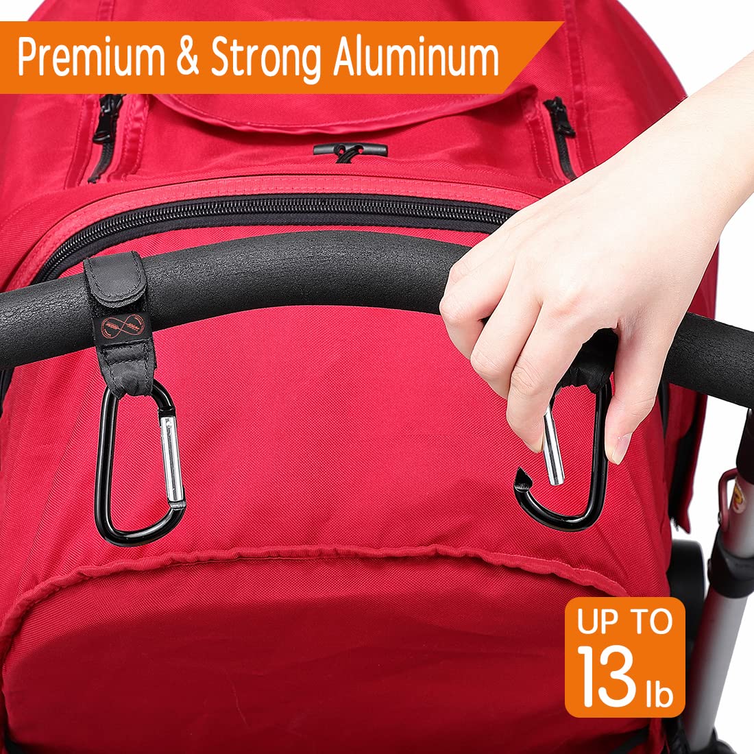 Stroller Hook Adjustable Multi Purpose 2 Pack Hook Clips Hanger for Diaper Bags Purse Clothing (Black)