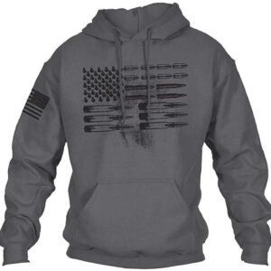 Vdnerjg Mens Hoodies Long Sleeve American Flag Graphic Drawstring Hooded Pullover Sweatshirts Grey