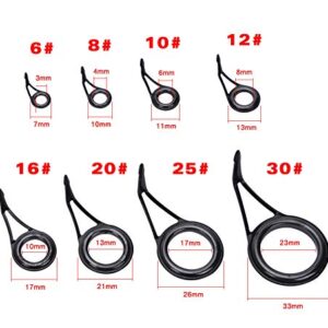 8pcs Single Leg Fishing Rod Guides Replacement, Ceramic Fishing Pole Rod Guide Rings, Casting Fishing Rod Eyes and Guides Rod Eyelet Repair Kit Fishing Rod Repair Kit Fishing Guides Rod Eyelets