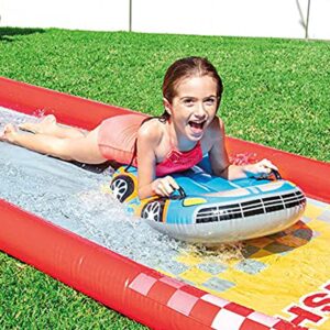 Intex 57167EP 18.5 Foot Long Inflatable Racing Fun Water Slide Track with 2 Surf Car Riders and Built-in Sprayer for Ages 6 and Up