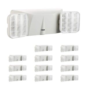 spectsun 12 pack white emergency lighting with 2 led heads white emergency exit fixture and battery backup -ul 924 certified and cec qualified emergency light,abs housing,adjustable light heads