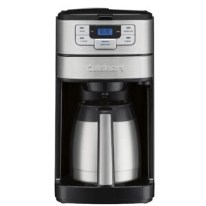 cuisinart 10 cup coffee maker with grinder, automatic grind & brew, black/silver, dgb-450