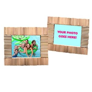 perfect stix diy tropical picture frame kit complete with instructions - made in usa from recycled materials - krafty kitz build your own wooden craft stick kits, natural wood dowel, 1 frame kit