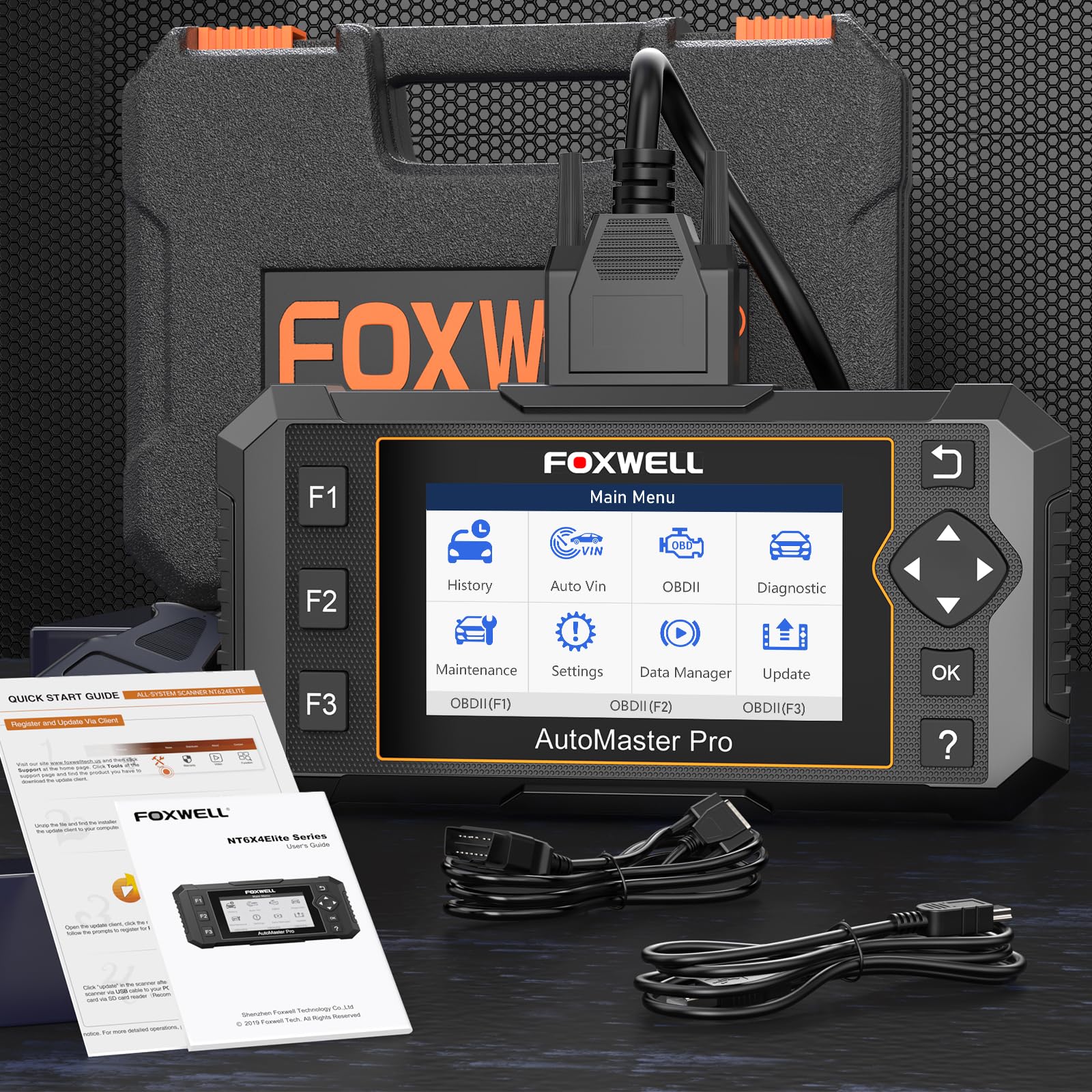 2024 Newest FOXWELL NT614 Elite OBD2 Scanner with 5 Resets ABS Bleeding/SAS Calibration/Oil/EPB/Throttle, Code Reader Scan Tools with Battery Test, ABS SRS Engine Transmission Car Scanner for All Cars