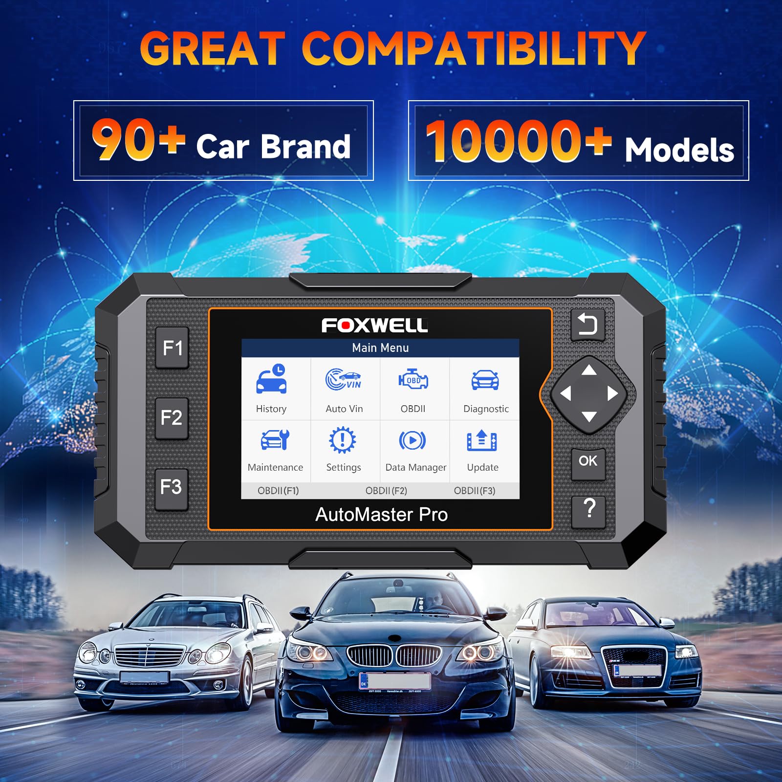 2024 Newest FOXWELL NT614 Elite OBD2 Scanner with 5 Resets ABS Bleeding/SAS Calibration/Oil/EPB/Throttle, Code Reader Scan Tools with Battery Test, ABS SRS Engine Transmission Car Scanner for All Cars