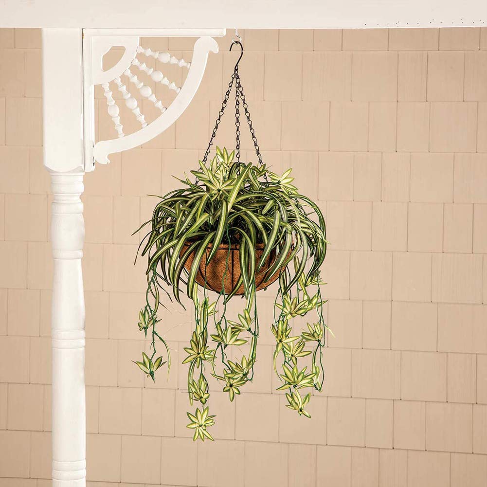 Artificial Chlorophytum Silk Flowers, Artificial Flowers Spider Plant Fake Greenery Faux Plant Hanging Basket Ivy Green Leaves Wall Hanging Plants for Home Garden Office Wedding Decoration