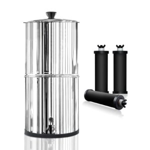 high capacity gravity-fed water filter system with 3 purification filters for home camping travel outdoor activities emergencies,2.9 gallon countertop water filter system (b)