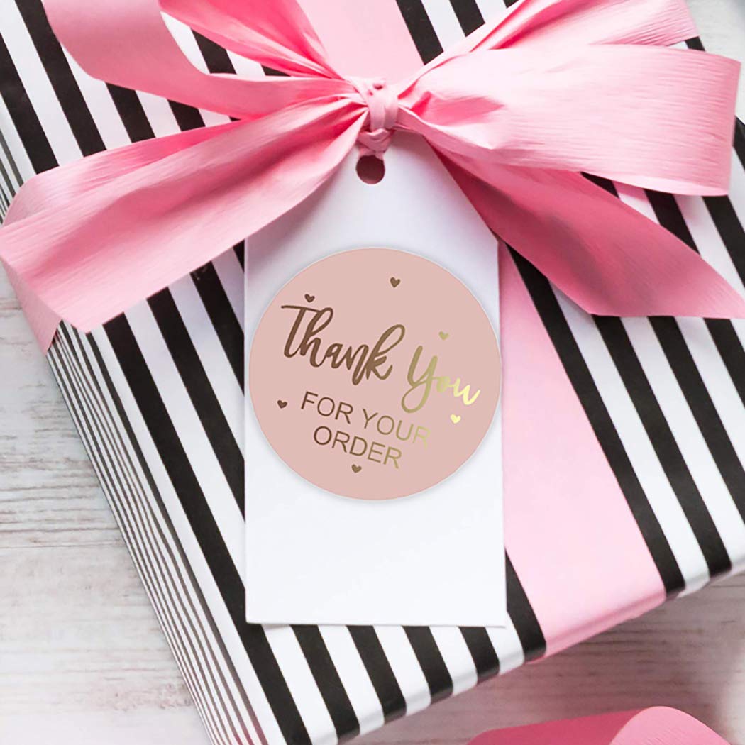 Thank You Stickers, 2 Pack Total 1000pcs 1 Inch Cute Stickers for My Orders Placed Shipping Boxes Small Business Supplies Gift Card Thank You Cool Stickers (Pink 1'')