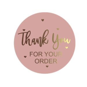 Thank You Stickers, 2 Pack Total 1000pcs 1 Inch Cute Stickers for My Orders Placed Shipping Boxes Small Business Supplies Gift Card Thank You Cool Stickers (Pink 1'')