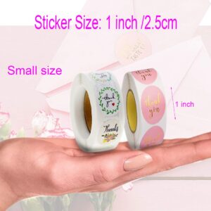 Thank You Stickers, 2 Pack Total 1000pcs 1 Inch Cute Stickers for My Orders Placed Shipping Boxes Small Business Supplies Gift Card Thank You Cool Stickers (Pink 1'')