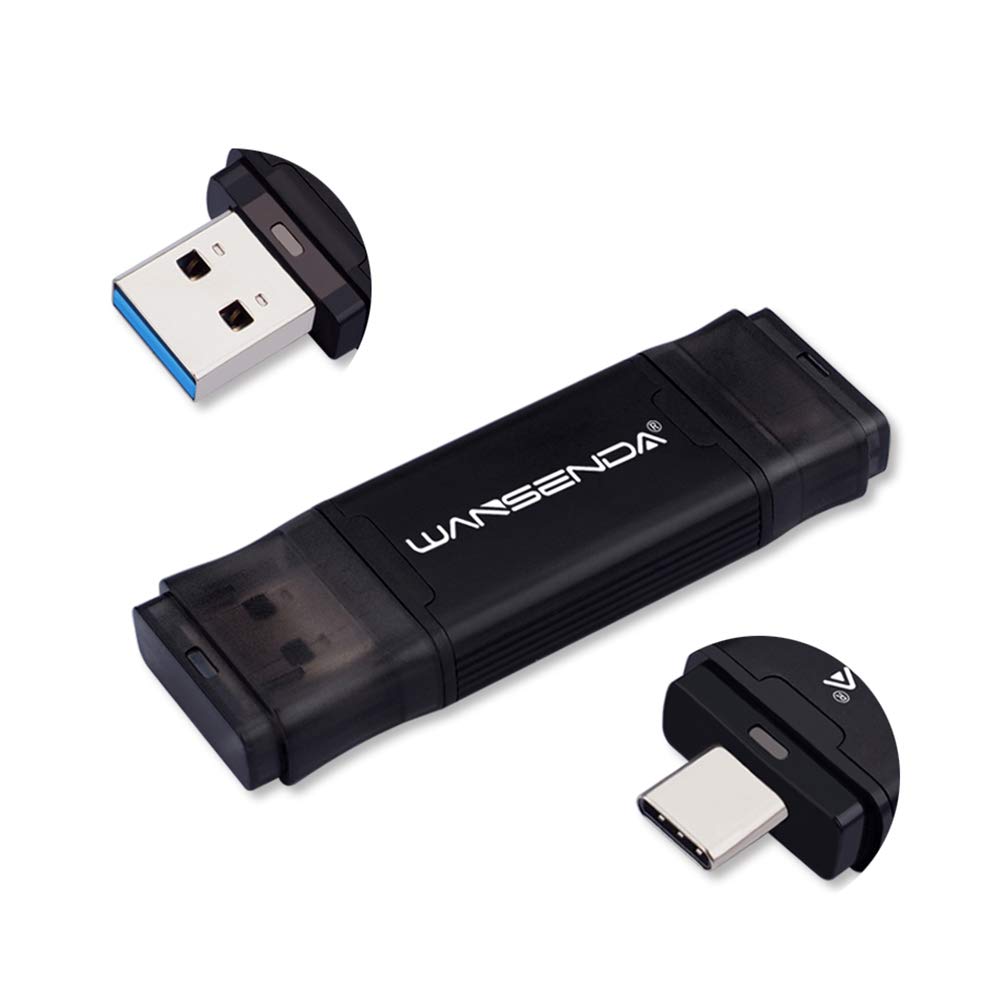 WANSENDA Type C USB C Flash Drive OTG USB 3.1 Thumb Drive (64GB, Black)