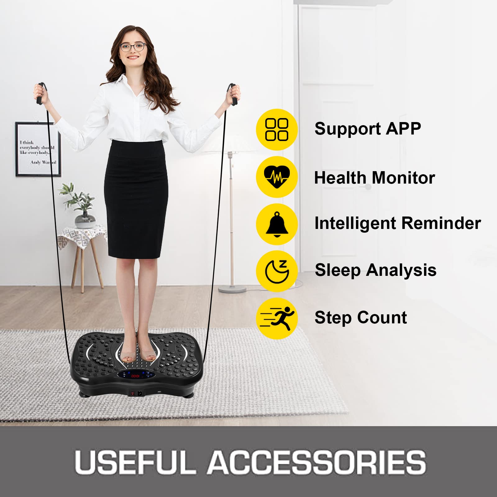 VEVOR Vibration Plate Exercise Machine,Whole Body Exercise Vibration Fitness Platform,350Lbs LCD 3 Levels Massage Remote Bluetooth USB Music Intelligent Watch, Fitness Vibration Machine