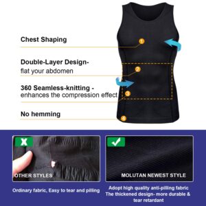 MOLUTAN Mens Compression Shirt Slimming Body Shaper Vest Sleeveless Waist Traner Workout Tank Top Tummy Control Shapewear (Black, tank, X-Large-XX-Large)