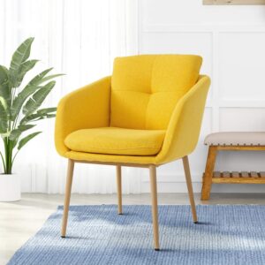 mid-back computer chair upholstered home office chair fabric armchair desk chair bedroom living room work chair with armrests (yellow)