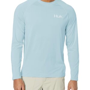 HUK Men's Pursuit Long Sleeve Sun Protecting Fishing Shirt, Huk'd Up Americana-Ice Blue, X-Large