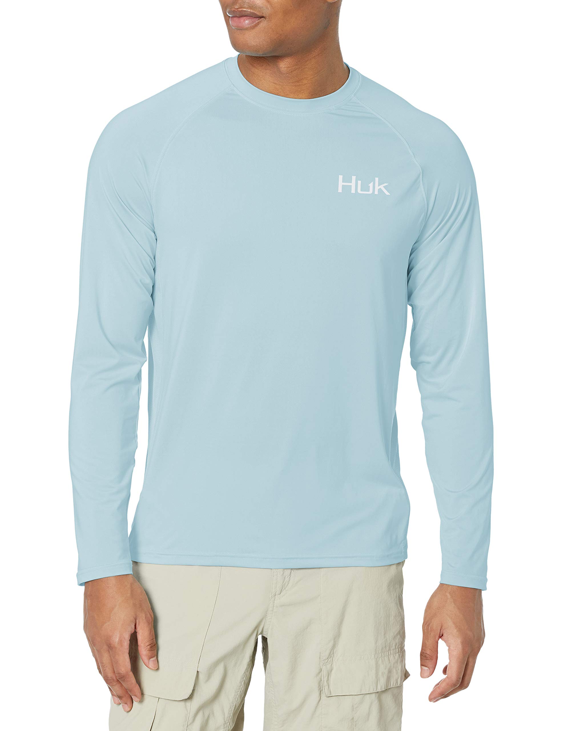 HUK Men's Pursuit Long Sleeve Sun Protecting Fishing Shirt, Huk'd Up Americana-Ice Blue, X-Large