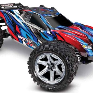 Traxxas 670764BLUE Rustler 4x4 Vxl: 1/10 Scale Stadi