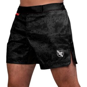 hayabusa hexagon mid-thigh fight short - black, medium