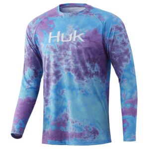 huk men's pattern pursuit long sleeve performance fishing shirt, sargasso sea, xx-large