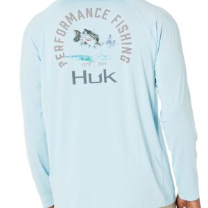 HUK Men's Pursuit Long Sleeve Sun Protecting Fishing Shirt, Bass-Ice Blue, Small