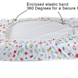 Bassinet Sheet Floral Premium Organic Cotton, Cradle and Bassinet Mattress Sheets, Breathable and Super Soft Standard Fitted Sheet for Oval, Hourglass, and Rectangle Mattresses (Bassinet)