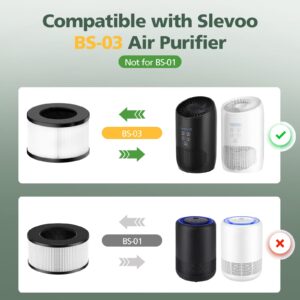 BS-03 True HEPA Replacement Filter Compatible for BS-03 PARTU and Slevoo HEPA Air Purifier with 3-in-1 Filtration System, 1 Pack