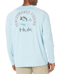 huk men's americana flag pursuit | long sleeve performance fishing shirt with +30 upf sun protection