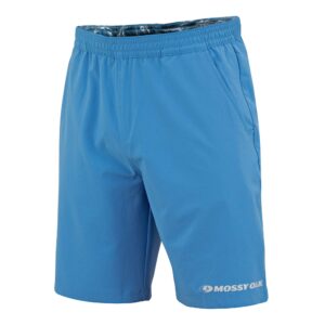 mossy oak standard men's lounge comfy gym shorts with pockets, mo blue, large