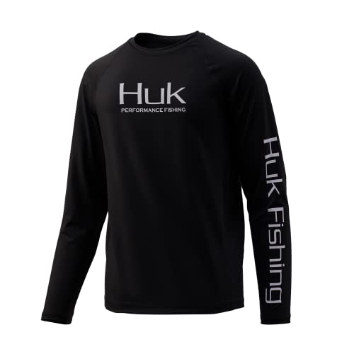 HUK Kids' Pursuit Long Sleeve Sun Protecting Fishing Shirt, Black, X-Large