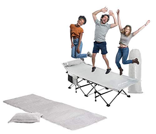 Alpcour Extra Large Folding Camping Cot with Mattress Pad and Pillow