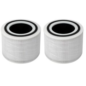 fette filter - 2 pack core 300 true hepa filters compatible with levoit core 300 & core p350 air purifier, 3-in-1 h13 grade premium true hepa filter replacement part # core 300-rf and core p350-rf