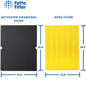 Fette Filter - 116131 Premium True HEPA H13 Replacement Filter I Compatible with Winix C555 Air Purifier 2 Ture HEPA H13 Filters + 2 Enhanced Activated Carbon Filter Compare to Winix 116131 Filter I