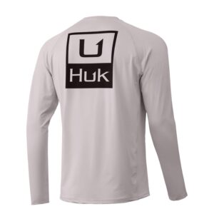 huk men's americana flag pursuit | long sleeve performance fishing shirt with +30 upf sun protection