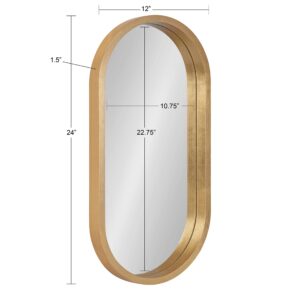 Kate and Laurel Travis Modern Capsule Wood Framed Wall Mirror, 12 x 24, Gold, Chic Geometric Wall Hanging Mirror for Display