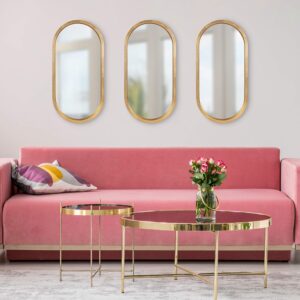 Kate and Laurel Travis Modern Capsule Wood Framed Wall Mirror, 12 x 24, Gold, Chic Geometric Wall Hanging Mirror for Display